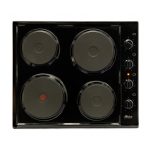 Univa 600mm Solid Plate Black Enamel Hob with Control Panel U156B
