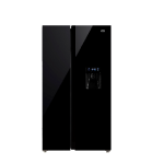 Defy 496L Black Glass Side By Side Fridge DFF456